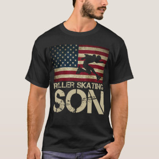 ローラー スケート ソン アメリカ国旗 インライン スケート Tシャツ