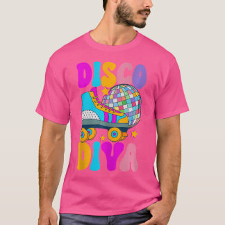 ローラー スケート ディスコ ディーバ スケート ガール 70S Tシャツ