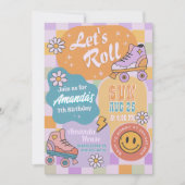 ローラー スケート バースデー パーティー - レトロ グルーヴィー 招待状 (正面)