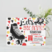 ローラー スケート パーティーの招待状 ローラー スケート パーティー 赤 招待状 (スタンド正面)