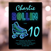 ローラー スケート パーティー ボーイズ ネオン グロー 誕生日 招待状