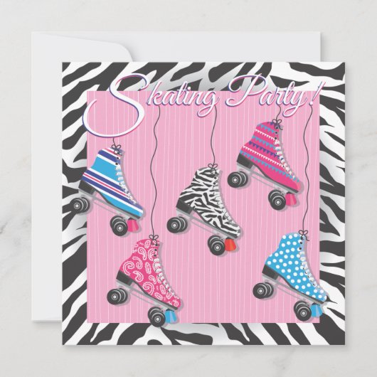 ローラー スケート パーティー 招待状 (正面)
