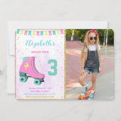 ローラー スケート フォト 招待状 (正面)