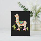 ローラー スケート ラマ レトロ ローラー スケーター 動物 ポストカード (スタンド正面)