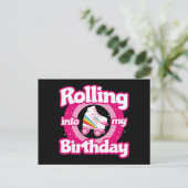 ローラー スケート リンクの誕生日パーティー 子供 スケート ポストカード (スタンド正面)