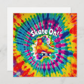 ローラー スケート リンク タイダイ ヒッピー 招待状 (正面/裏面)