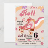 ローラー スケート レッツ ロール 誕生日 招待状 (正面/裏面)