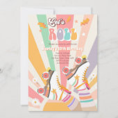 ローラー スケート レトロ グルーヴィー 誕生日パーティーⅠ 招待状 (正面)