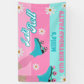 ローラー スケート レトロ レインボー 誕生日パーティー 横断幕 (縦)