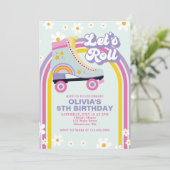 ローラー スケート レトロ レインボー 誕生日 インビテーション (スタンド正面)