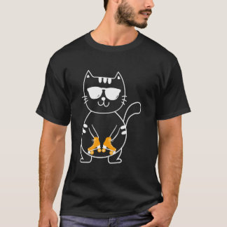 ローラー スケート 猫 スケーター ローラー スケート ローラー スカ Tシャツ