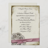 ローラ ピンク ヴィンテージ レース インビテーション (正面/裏面)