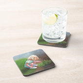 "ローラ"油絵 – 小さな女の子摘み花 コースター (右側)