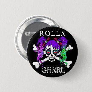 ローラGrrrl Punkロックローラダーバイボタンピン 缶バッジ