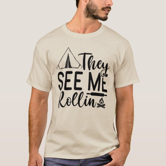 ローリンするのを見られてる面白いカーのミームTシャツ Tシャツ (正面)