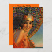 ローリングトゥーンティーズCloche Parasolフラッパー招待状 招待状 (正面/裏面)