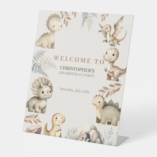 ローリングボホー恐竜テーマ誕生日 台座サイン (正面)