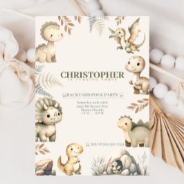 ローリングボホー恐竜テーマ誕生日 招待状