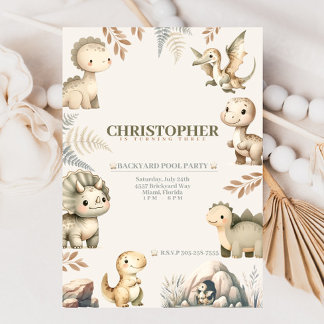 ローリングボホー恐竜テーマ誕生日 招待状