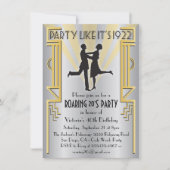 ローリング20のアールデコチャールストンパーティの招待状 招待状 (正面)