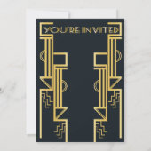 ローリング20のアールデコフラッパーパーティの招待状 招待状 (裏面)