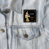 ローリング20ズフラッパー金ゴールドグリッターブラックレトロ 缶バッジ (インサイチュ)