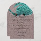 ローリング20sダマスクターコイズラブバードピーコック 招待状 (正面/裏面)