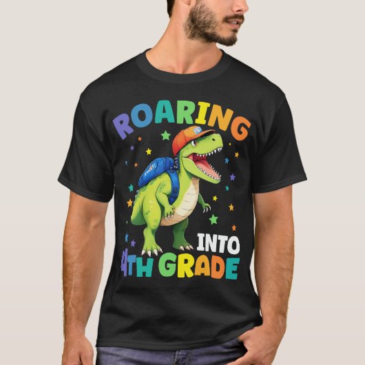 ローリング4等恐竜Tレックス新学期 Tシャツ (正面)