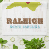 ローリーのノースカロライナの地図-ところでがあります家 キッチンタオル (折り畳み)