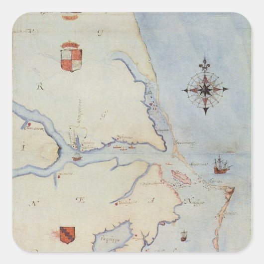 ローリーダーバージニアの地図 スクエアシール (正面)