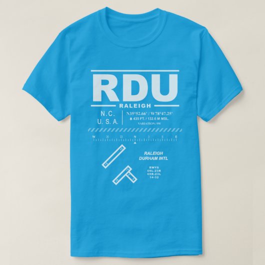 ローリーダーラム国際的エアポートRDU Tシャツ (デザイン正面)
