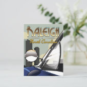 ローリーノースカロライナのヴィンテージ自動車ポスター ポストカード (スタンド正面)