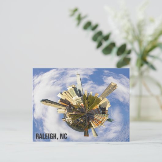 ローリーノースカロライナユニークシティスカイライン写真 ポストカード (スタンド正面)