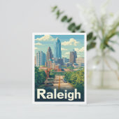 ローリーノースカロライナヴィンテージトラベルイラストレーション ポストカード (スタンド正面)