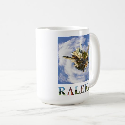 ローリーノースカロライナ市スカイライン旅行写真 コーヒーマグカップ (正面右)