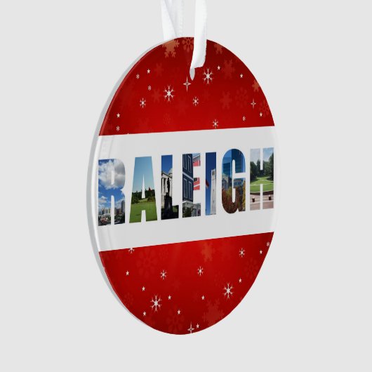 ローリーノースカロライナ旅行写真クリスマス オーナメント (正面)