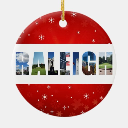 ローリーノースカロライナ旅行写真クリスマス セラミックオーナメント (裏面)