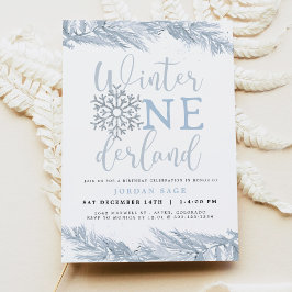 ローリーブルーウィンターオンダーランドパイン1st誕生日 招待状