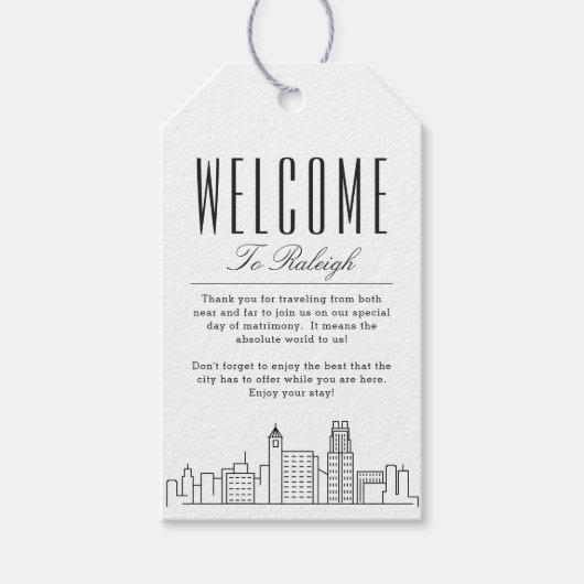 ローリー市スカイライン | ウェルカムメッセージギフトタグ ギフトタグ (正面)