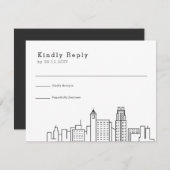 ローリー結婚ズ |スタイル化されたスカイラインRSVP 出欠カード (正面/裏面)