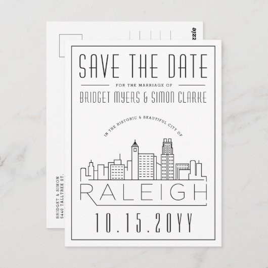 ローリー結婚ズ |スタイル設定されたスカイライン日付を保存 ポストカード (正面/裏面)