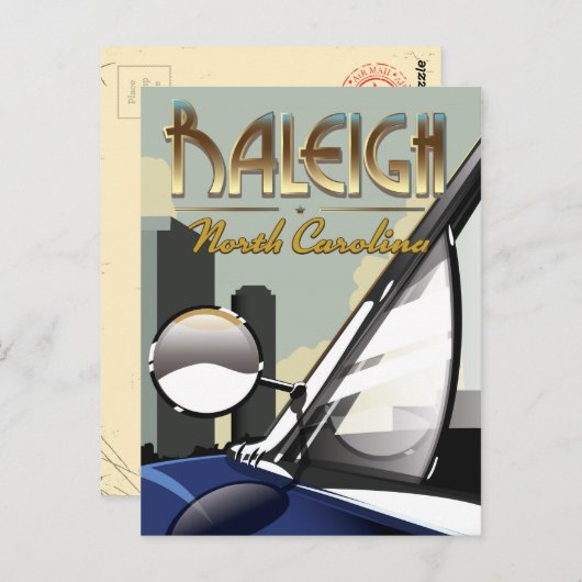ローリー ノースカロライナ州 ヴィンテージ 自動車 ポスター ポストカード (正面/裏面)