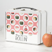 ロールインのかわいいおもしろいすしとド転がットを見る メタルランチボックス (インサイチュ)