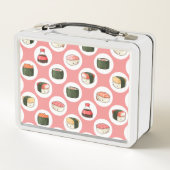 ロールインのかわいいおもしろいすしとド転がットを見る メタルランチボックス (裏面)