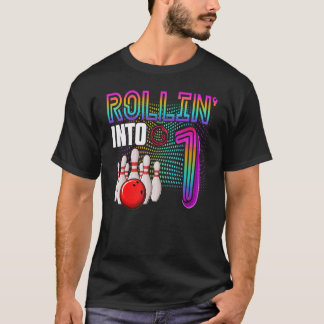 ロールイン1歳のボーリング誕生日ガール1st tシャツ