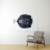 ロールタイポグラフィブラックライオン顔 タペストリー (インサイチュ(横))