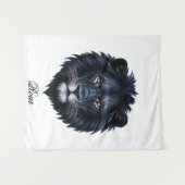 ロールタイポグラフィブラックライオン顔 タペストリー (正面(横))