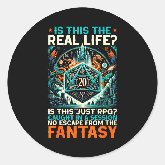 ロールプレイングゲームRPGマスターD20テーブルゲーム面白いRP ラウンドシール (正面)