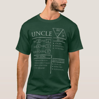 ロールプレイングダイスゲーマー ドラゴンおじさん ステータススキル ウィ Tシャツ