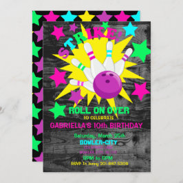 ロール上の… 殴打のボーリングの誕生会 招待状